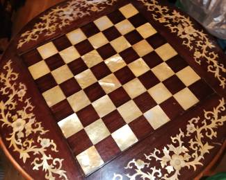 Vintage, carved reversible chess top table