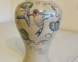 Hummingbird Vase, Turn & Burn Pottery, 1989, Seagrove, NC