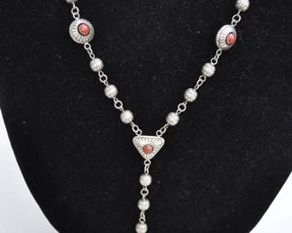 Vintage Lee Yazzie Sterling & Coral necklace
