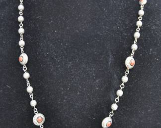 Vintage Lee Yazzie Sterling & Coral necklace