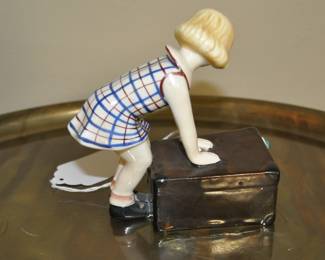 Japanese reproduction of  Goldscheider "Girl with suitcase" by Stefan Dakon