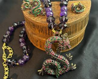 Heidi Daus Sublime Serpent Dragon Necklace Earrings And Ring