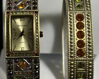 Heidi Daus Watch And Hinged Bracelet