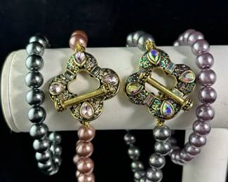 Heidi Daus Swarkoski Crystal And Faux Pearl Bracets