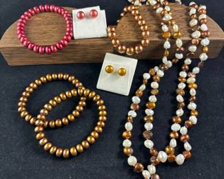 White Enhanced Brown Cultured Freshwater Pearl Necklace