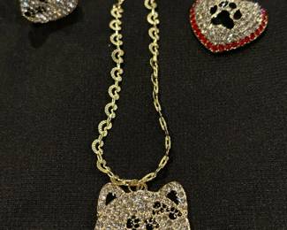 Crystal Cat Ring Bracelet And Pendant