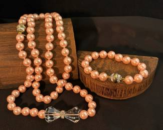 Heidi Daus Pink Crystal Disney Bow Necklace And Bracelet