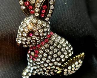 Heidi Daus Crystal Rabbit Brooch