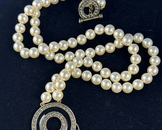 Heidi Daus Faux Pearl and Pendant Necklace