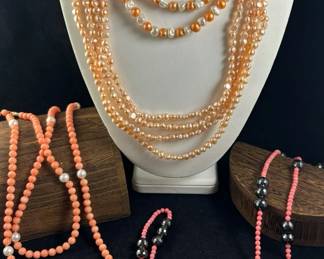 Pearl And Coral Necklaces