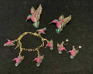 Off Park Collection Crystal Hummingbird Ring Brooch Earrings And Bracelet