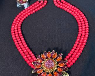 Heidi Daus Sunflower Pendant Necklace And Ring