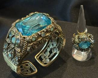 Heidi Daus Irresistible Impressions Blue Hinged Bracelet And Ring