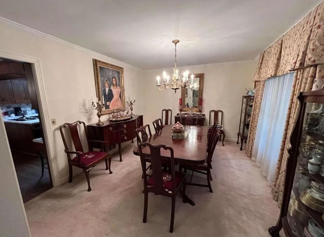 Bow Front Sideboard (Dining Table w/8 Chippendale Style Chairs)