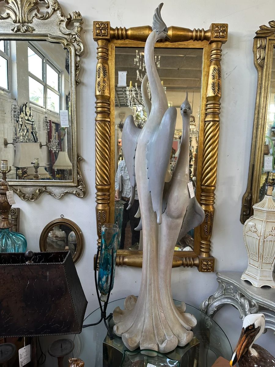 Large carved seabird, Giltwood Federal mirror.