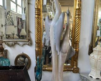 Large carved seabird, Giltwood Federal mirror.