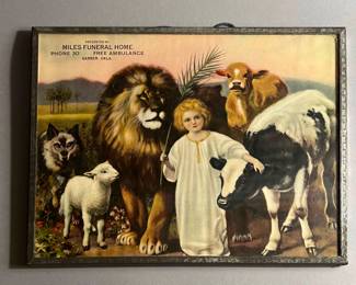 Vintage Funeral Home Framed Advertisement