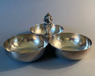 Christofle Silver Plate 3 Bowl Serving Dish, France