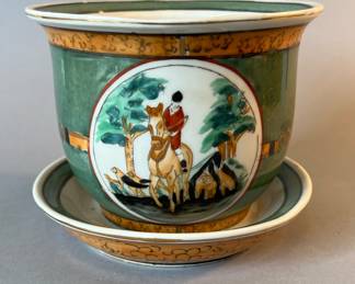 Equestrian Horse Hunt Scene Chain Bit Planter Pot, 2 available
