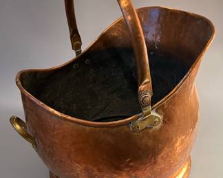 English Victorian Helmet Fireside Coal Scuttle in Copper