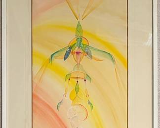 Watercolor Abstract attributed to Nestor Vega (Cuban 20th Century) Dated 1979