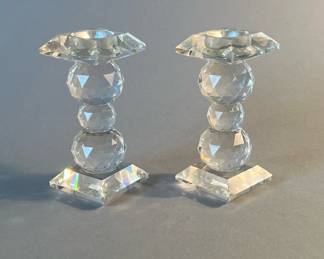 Pair of Swarovski Crystal Candle Holders