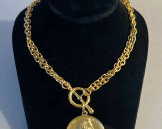 Ben-Amun 24k Gold Electroplated Gold Toggle Coin Necklace