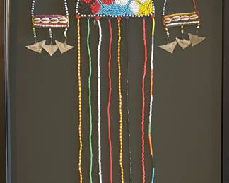 Vintage Framed Traditional Kenyan Maasai Beaded Wedding Necklace