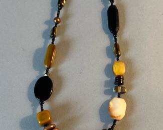 Silpada Necklace Sterling Silver Pendant Brass Pearl Shell Horn Beaded Necklace