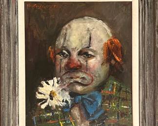 Signed Oil on Board “Clown”, signature appears to be A Loeffel