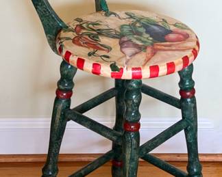 Vintage Hand Painted Kitchen Stool