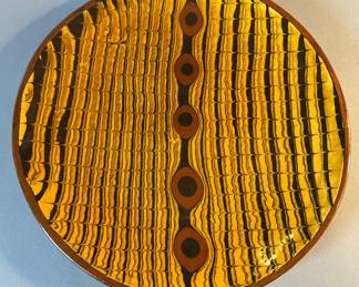 Redware Pottery Slip Glazed Plate, Signed