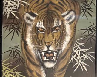 Oil on Board “Tiger” Signed, probably Chinese