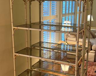 Faux Bamboo Arch Shape Glass
Shelves Etagere, two available