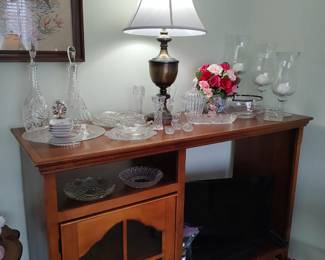 TV Credenza, Clear Glass, Samsung TV & DVD Player