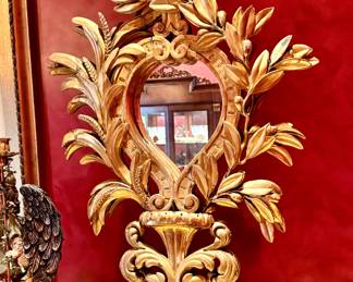 Carved giltwood table mirror, one of pair