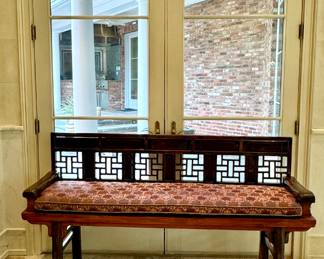 Asian bench with custom cushion 