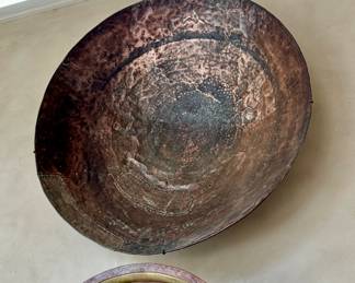 Large antique metal bowl