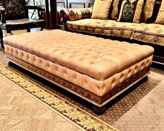 Stephan-John Collection tufted leather custom ottoman 