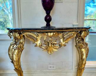 Italian gilt wood console, one of pair