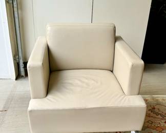 Krug cream leather chair, one of pair