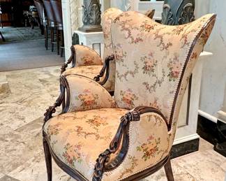 Christopher Hyland silk butterfly chair, one of pair