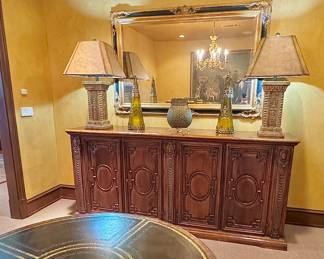 Francesco Molon custom made carved walnut buffet sideboard, 