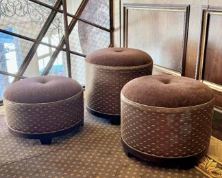 William & Wesley Co. custom upholstered ottoman trio in Java -
