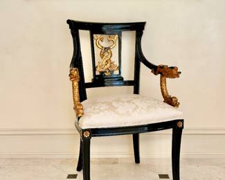 French Empire lacquered and gilt chair
