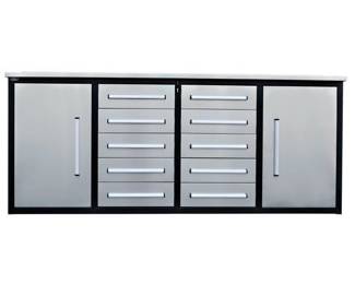 Unused 2023 Steelman 7FT-10D Stainless Steel Work Bench with 10 Drawers & 2 Cabinets