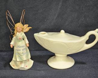 Vtg Ganz Nurse & Porcelain Lamp of Knowledge