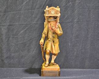 Anri Ferrandiz Clock Peddler Hand Carved Wood Fig.