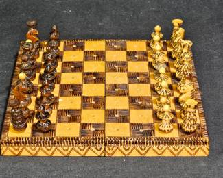 Vintage Wooden Travel Chess Set