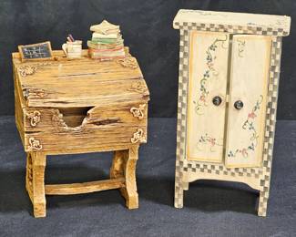 Wooden Doll House Cabinet & Resin Desk